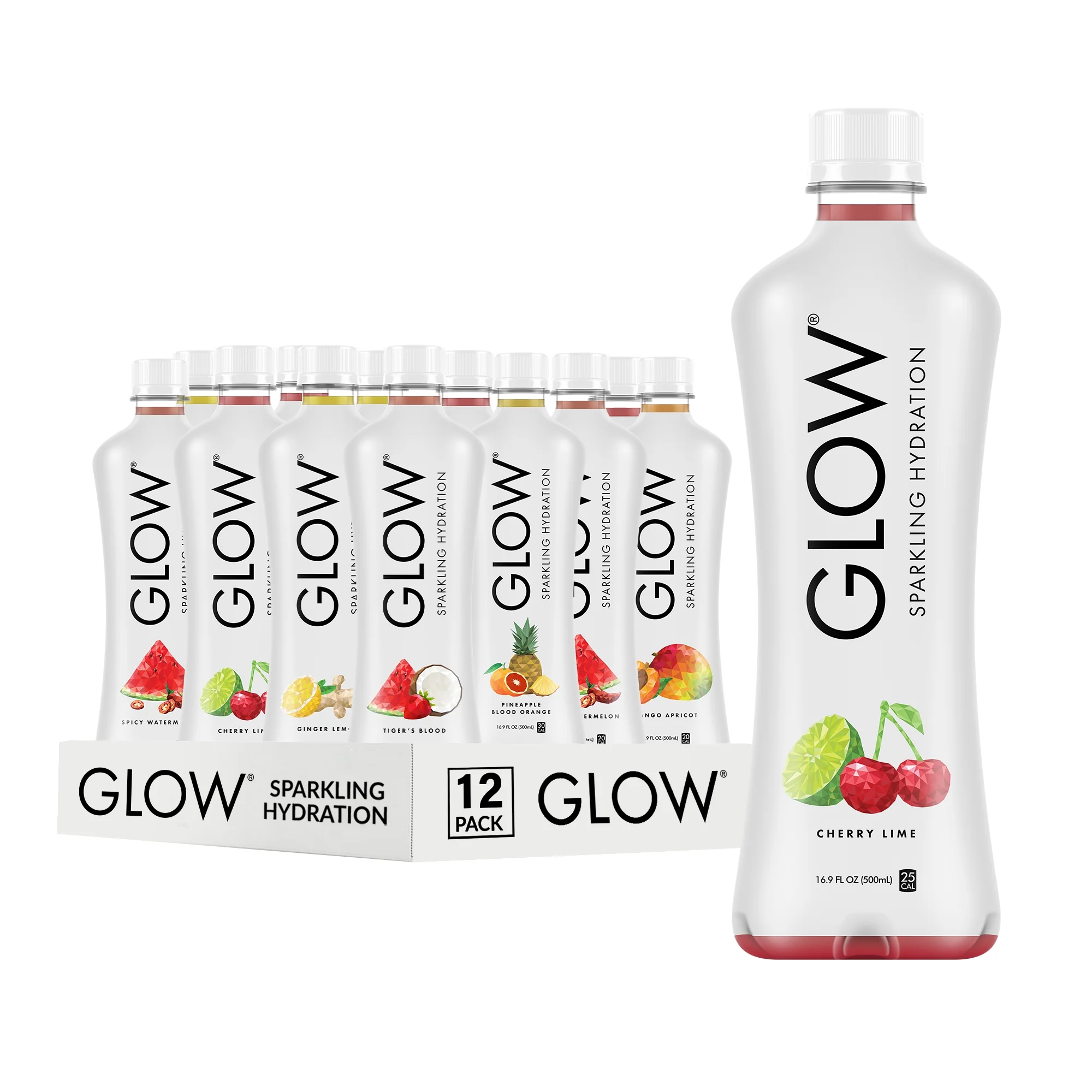 GLOW® Beverages Sparkling Hydration - Variety Pack - 16.9oz PET - 12 Pack