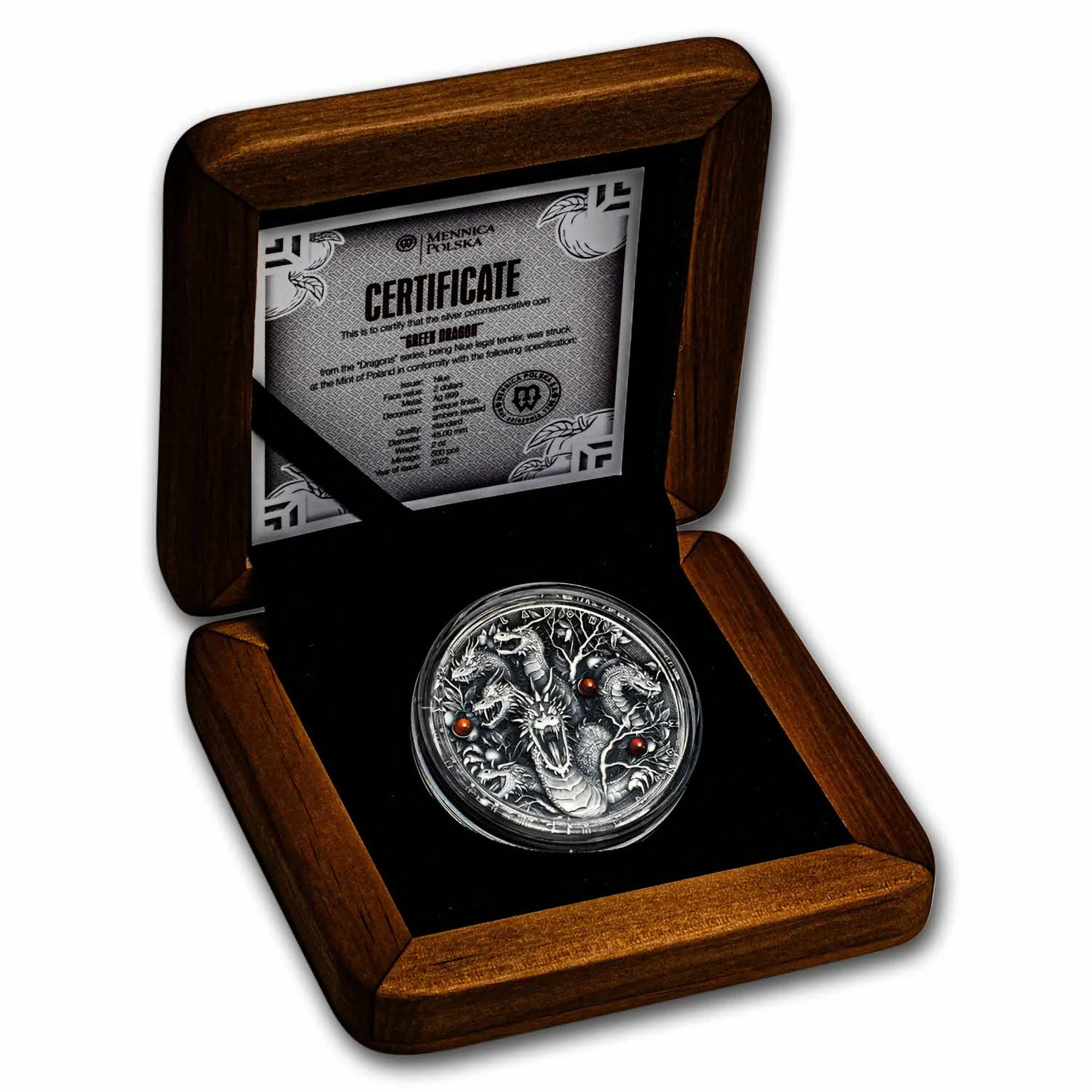 2022 Niue 2 oz Silver Antique Dragons (Greek Dragon - Ladon)