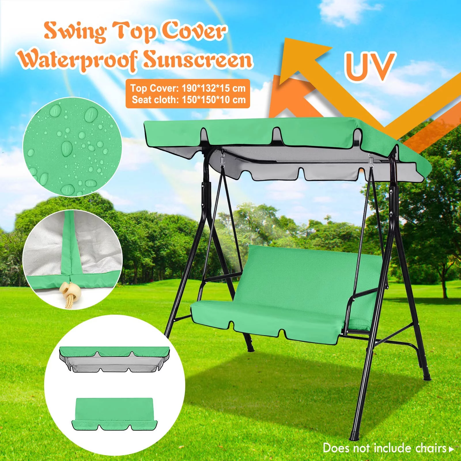 MVNSFEW Kids Camping Chairs Outdoor Replacement Ceiling Courtyard Awning Swing Rain Cover Cloth Cover Patio Lawn & Garden