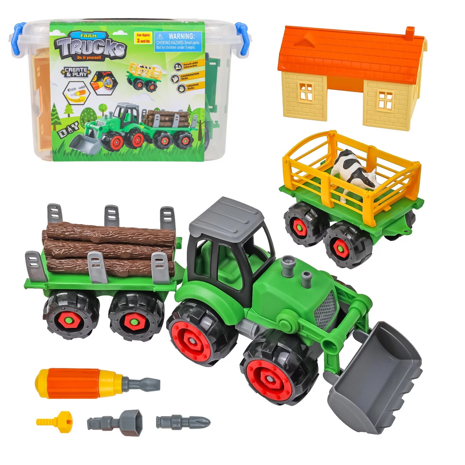 Kidplokio Farm Trucks Pretend Play Toy Set Toddlers Boys Ages 3 and Up
