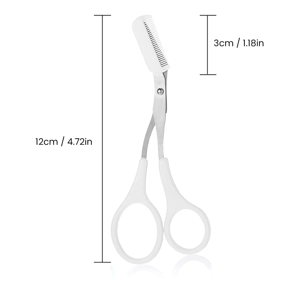 Hirundo Eyebrow Scissors with Comb, Professional Precision Eyebrow Trimmer, Non Slip Finger Grips Eyebrow Trimming Scissors(White)