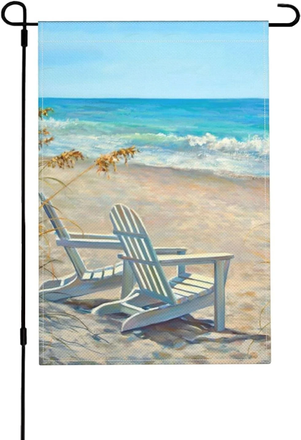 Garden Flag Beach Scene With Chairs Print Garden Flag,Double Sided Outside Vertical Holiday Yard Décor 12X18 inch