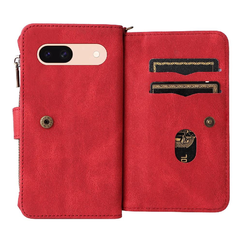 Case for Google Pixel 8A With Card Slot Stand Fifteen Card Slots Zipper Poket PU Leather Magnetic Closure
