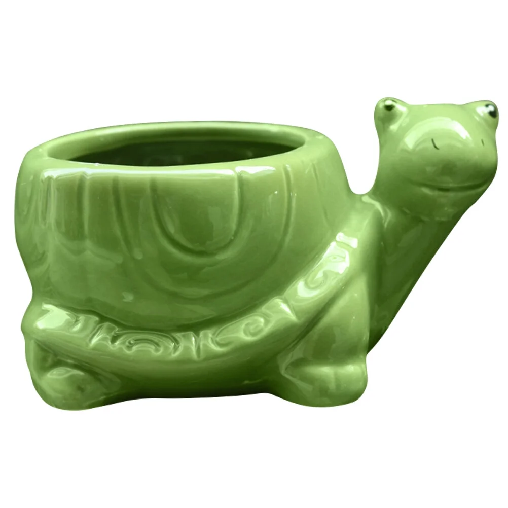 Jibingyi Flower Garden Pot for Plants Turtle Succulent Planter Ceramic Succulent Pot for Garden