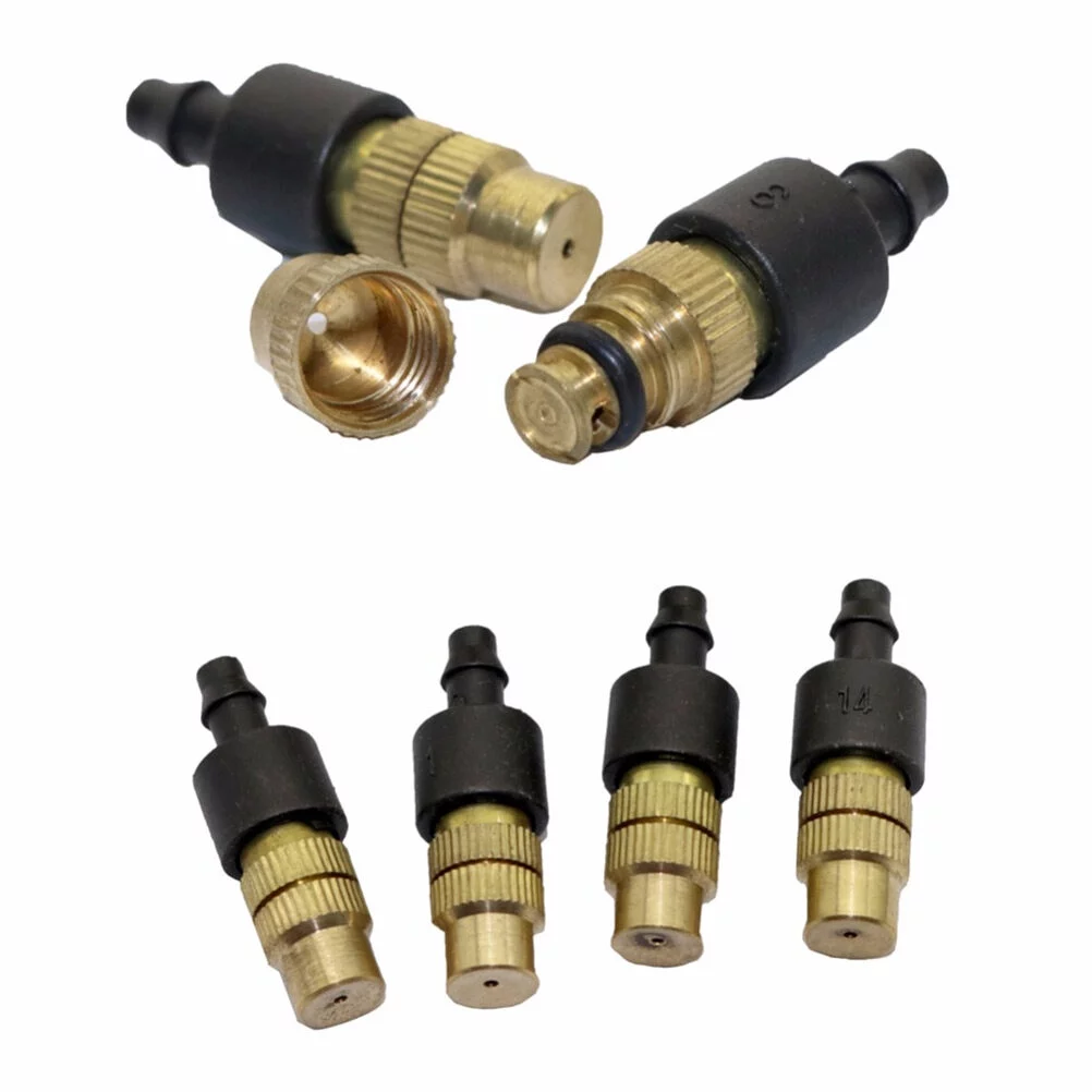 Gongxipen 24 Set New Copper Adjustable Spray Nozzle Spray Atomization Copper Capillary Effect Take 47 Factory Adjustable Irrigation Drippers Sprinklers Emitter Drip System on 4/7 Barb