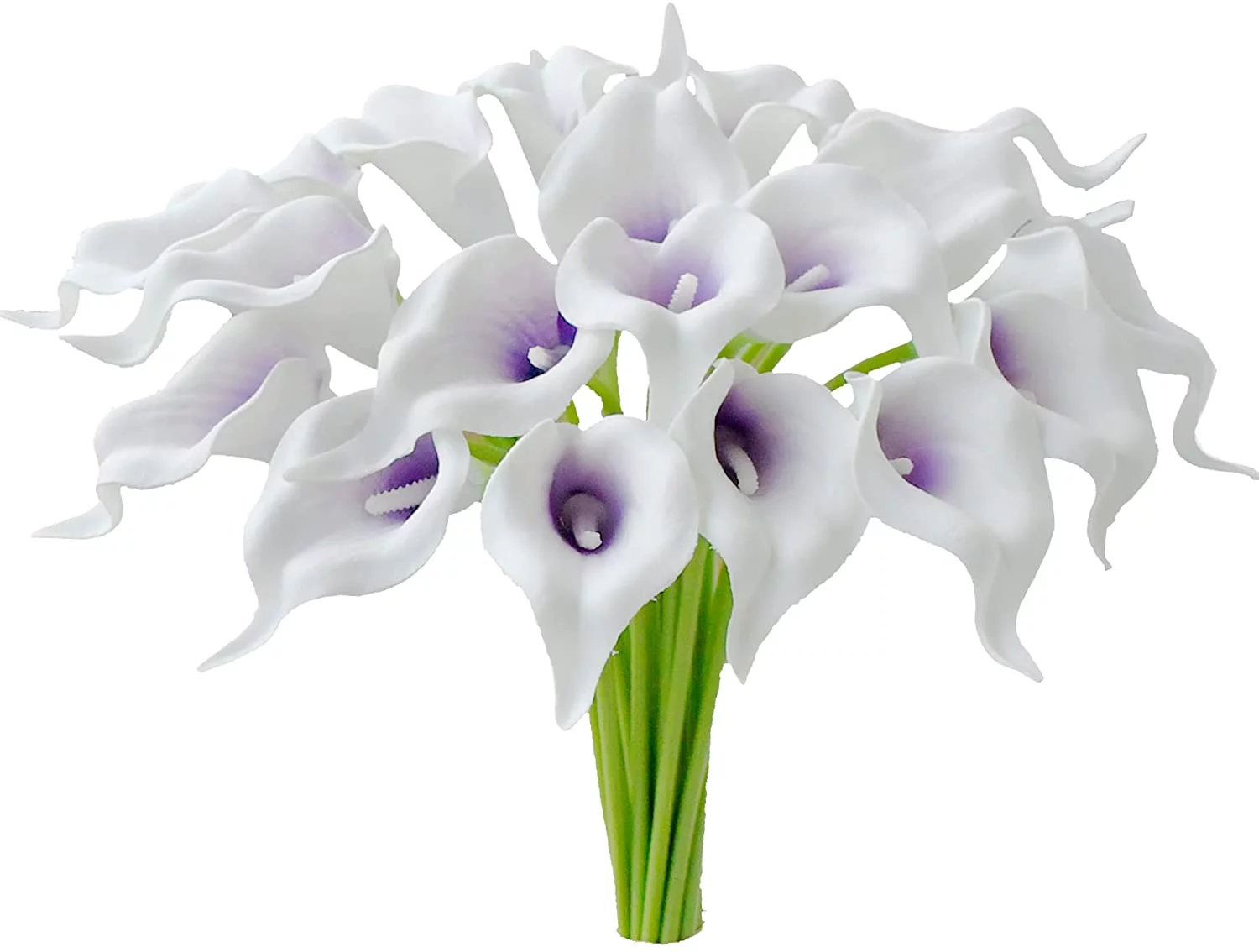Namzi -a 20pcs Purple White Flowers Artificial Calla Lily Silk Flowers 13.4