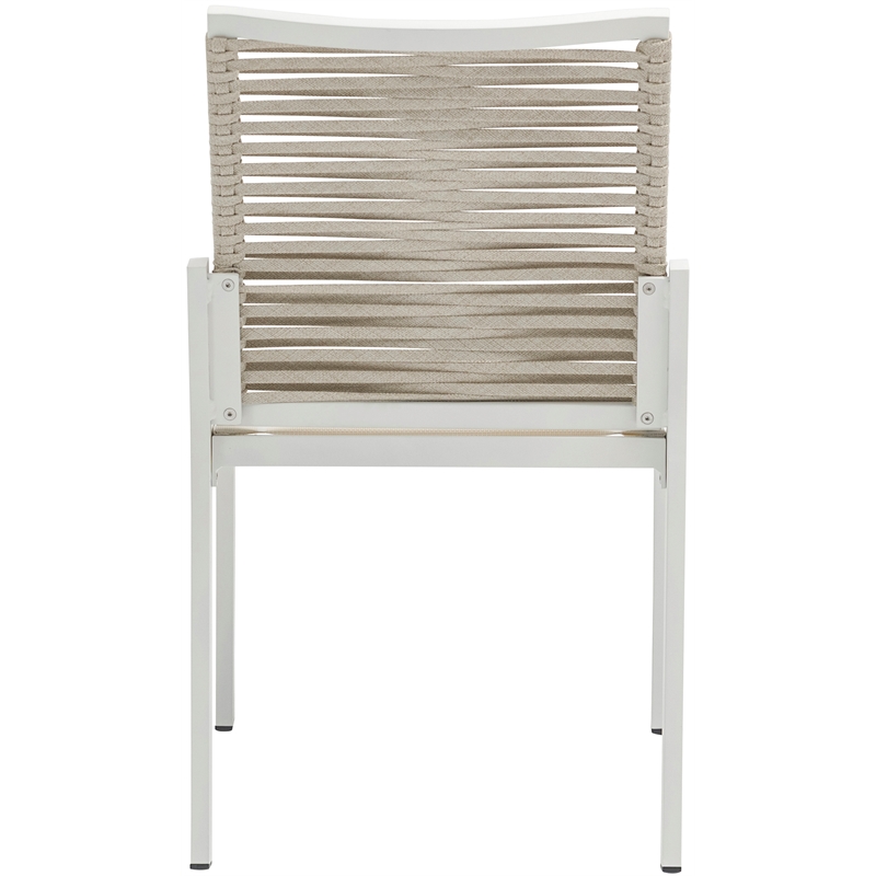 Meridian Furniture Maldives Cream Rope Fabric Outdoor Patio Dining Side Chair