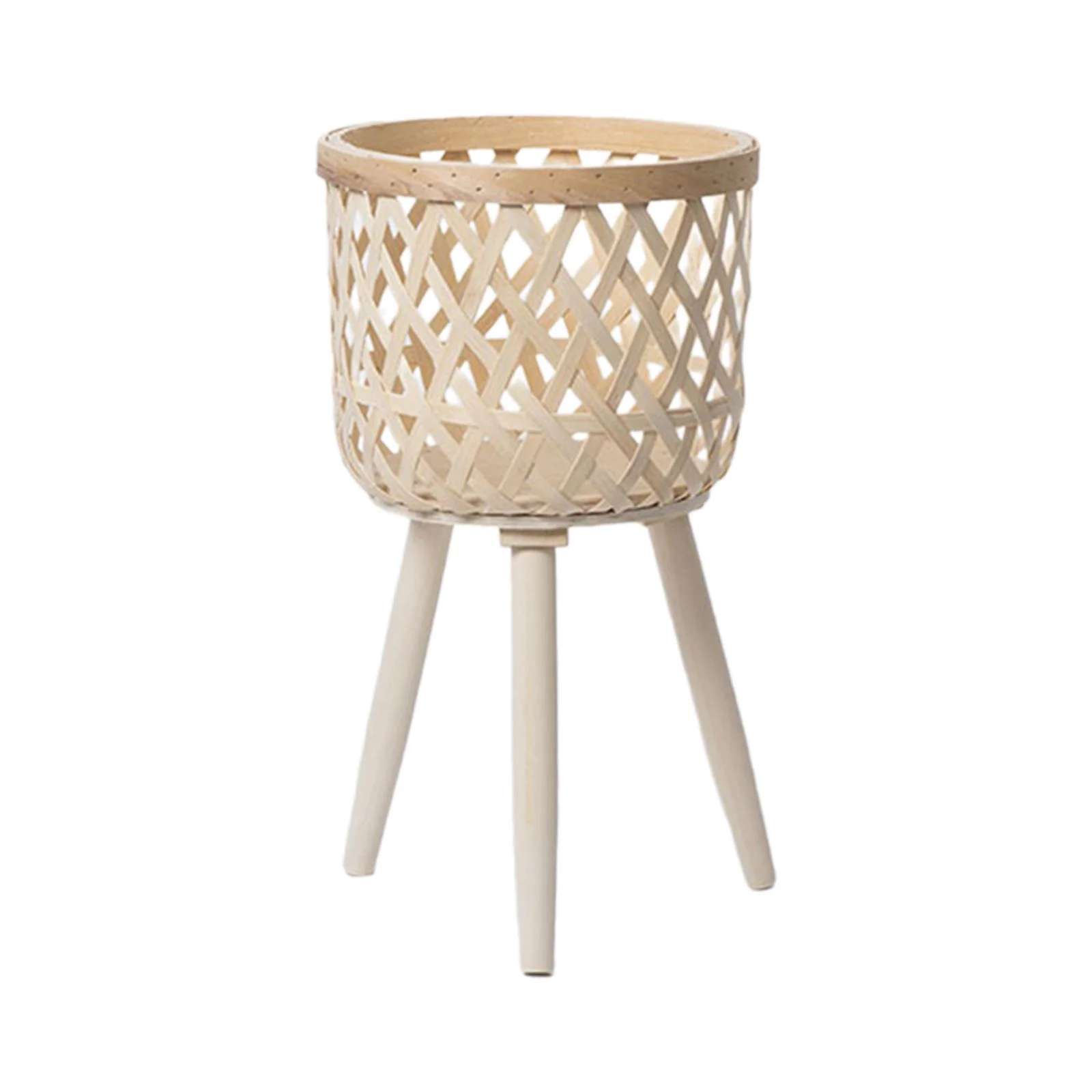 kesoto Indoor Flower Pot Plant Stand Handmade Easily Install Versatile for Keeping Plants Off The Ground Flowerpot Wooden Legs Beige 43x24.5cm