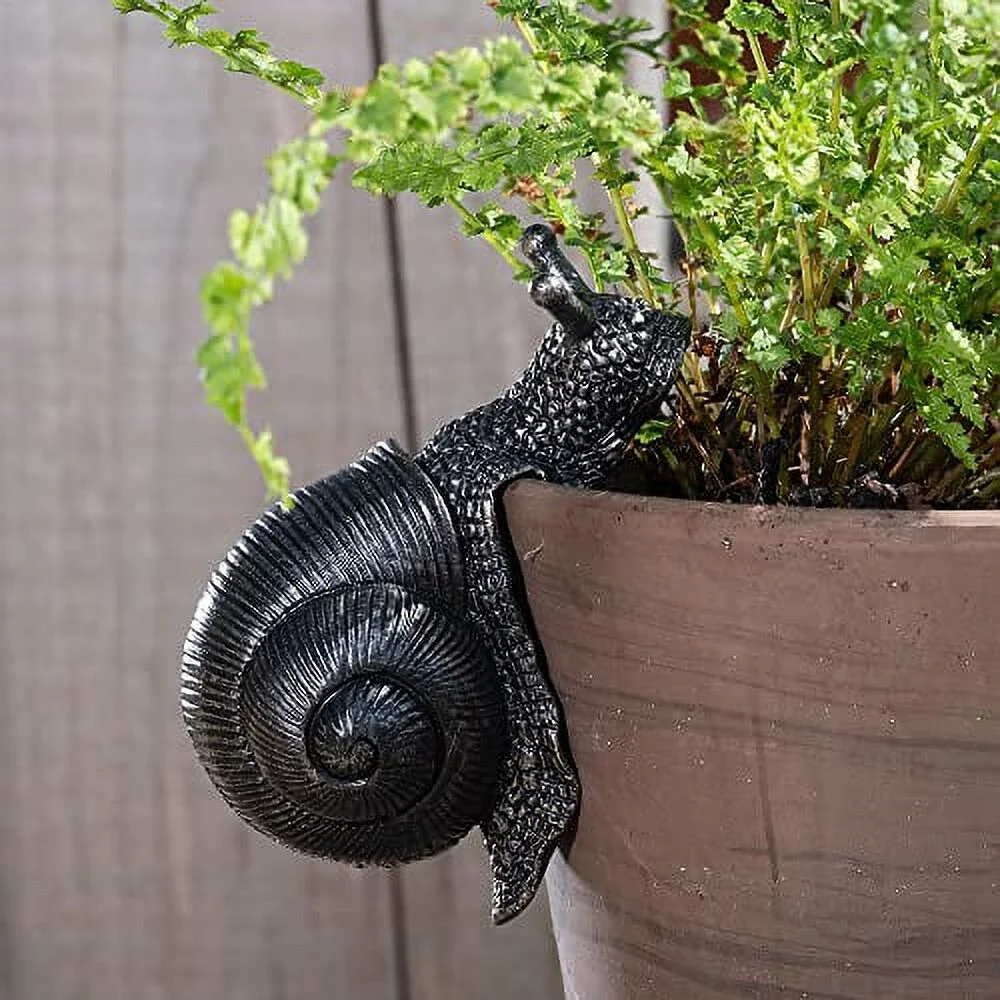Pot Buddies Handmade Snail Figure Plant Pot Hanger - Decorative Yard Art Ornament - Flower Planter Figurine