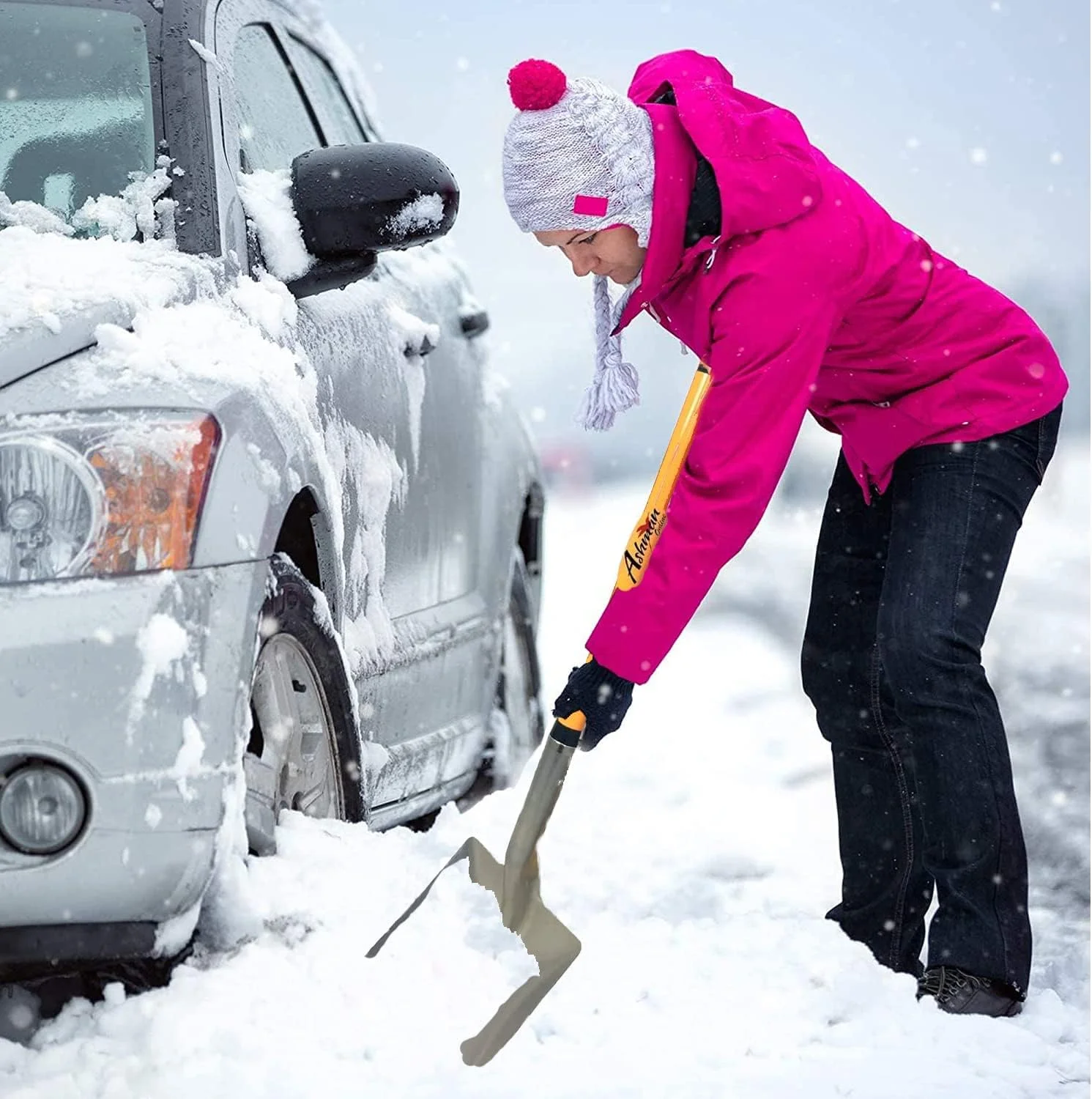 Ashman Snow Shovel with Large Scoop and Heavy Duty Handle (2 Pack)