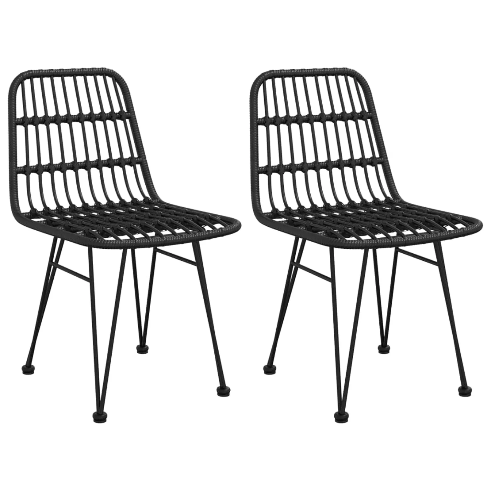 Anself 2 Piece Patio Chairs, PE Rattan  Dining Chair Set, Steel Legs Garden Chairs for Balcony Backyard Lawn 18.9 x 24.4 x 33.1 Inches (W x D x H)