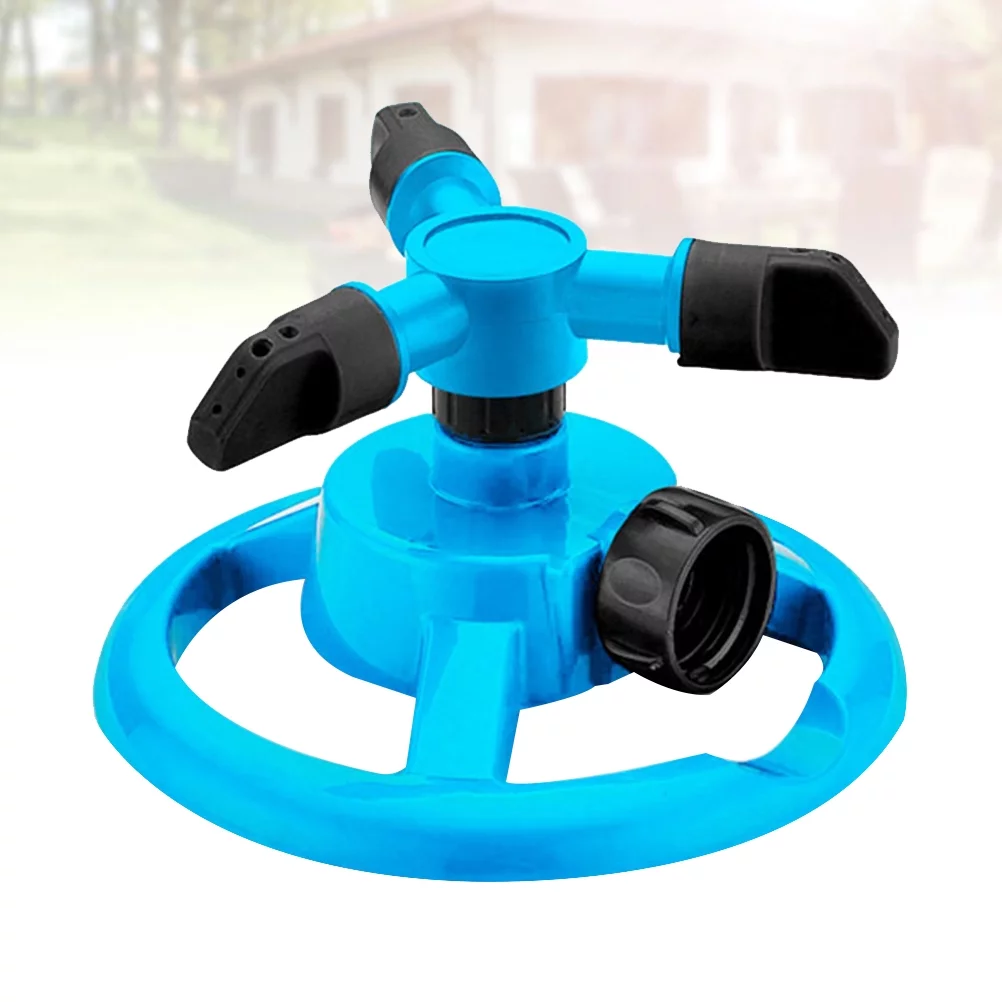 Gongxipen 1PC Garden Sprinkler Automatic Watering Grass Lawn 360 Degree 3 Nozzle Circle Rotating Irrigation Sprayer (Sky-blue)
