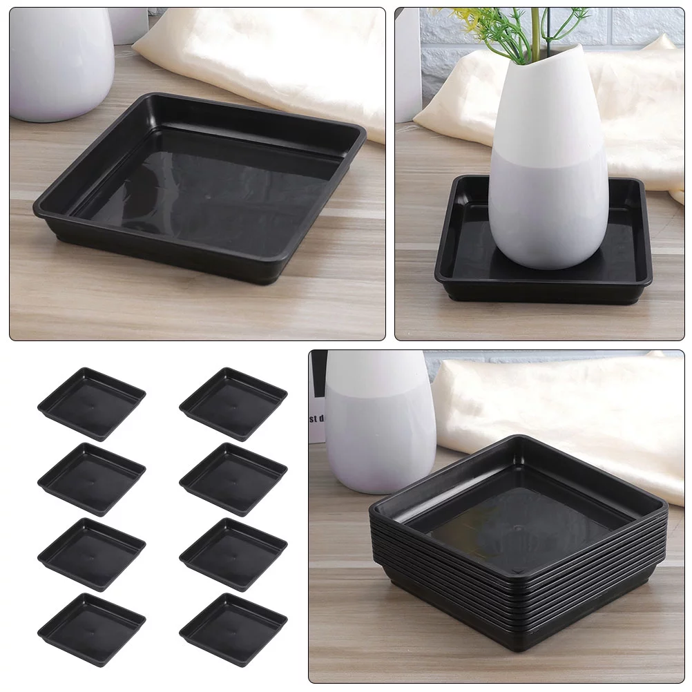8pcs Plastic Flower Pot Tray Bonsai Tray Square Bonsai Durable Tray Square Planter Saucer