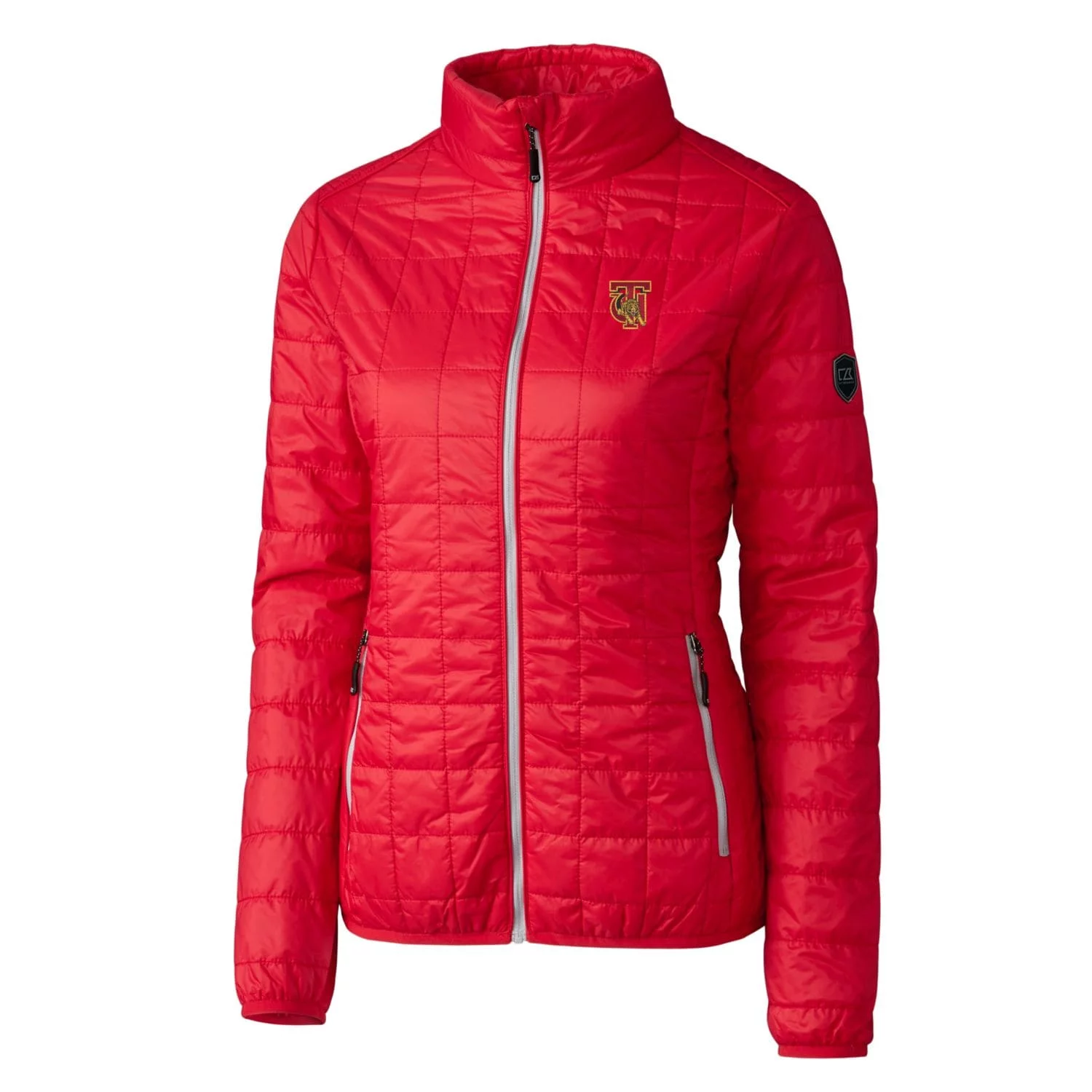 Women's Cutter & Buck Red Tuskegee Golden Tigers Rainier Eco Insulated Puffer Full-Zip Jacket