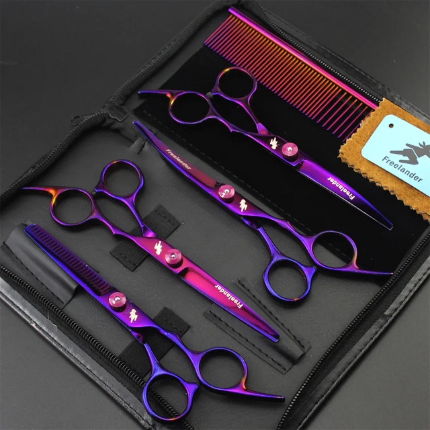High-Quality 6” Japanese Stainless Pink Dog Grooming Thinning Shears Straight and Curve Scissors for Pet and Puppy - Dropshipping Available
