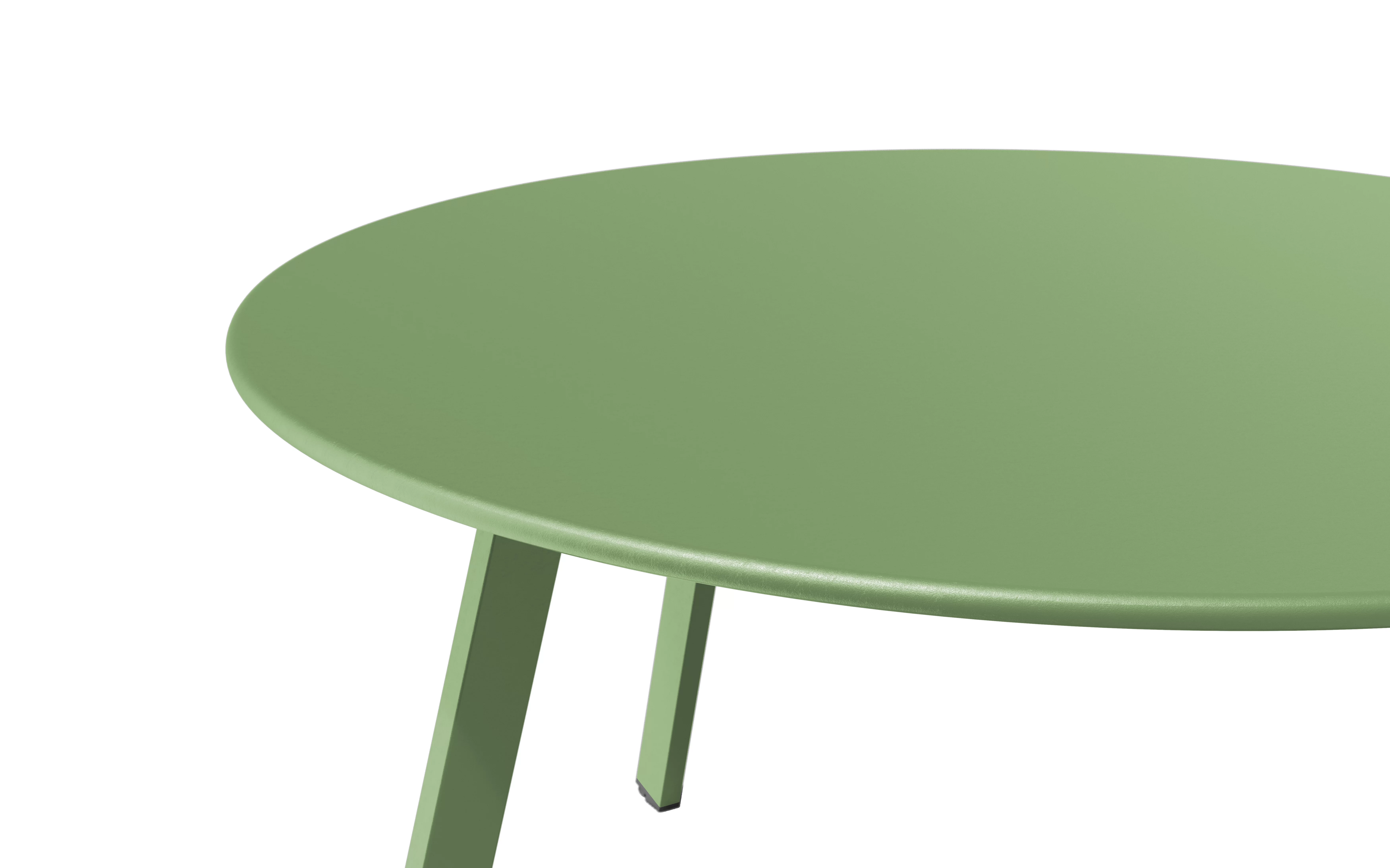 Green outdoor courtyard round dining table,Round steel terrace coffee table,Cafe table and chairs.