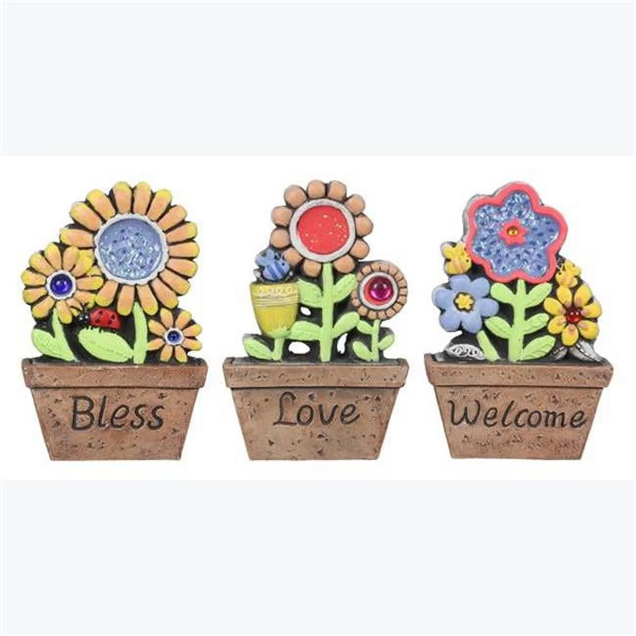 Youngs 73921 Cement Garden Floral Decor, 3 Assorted Color