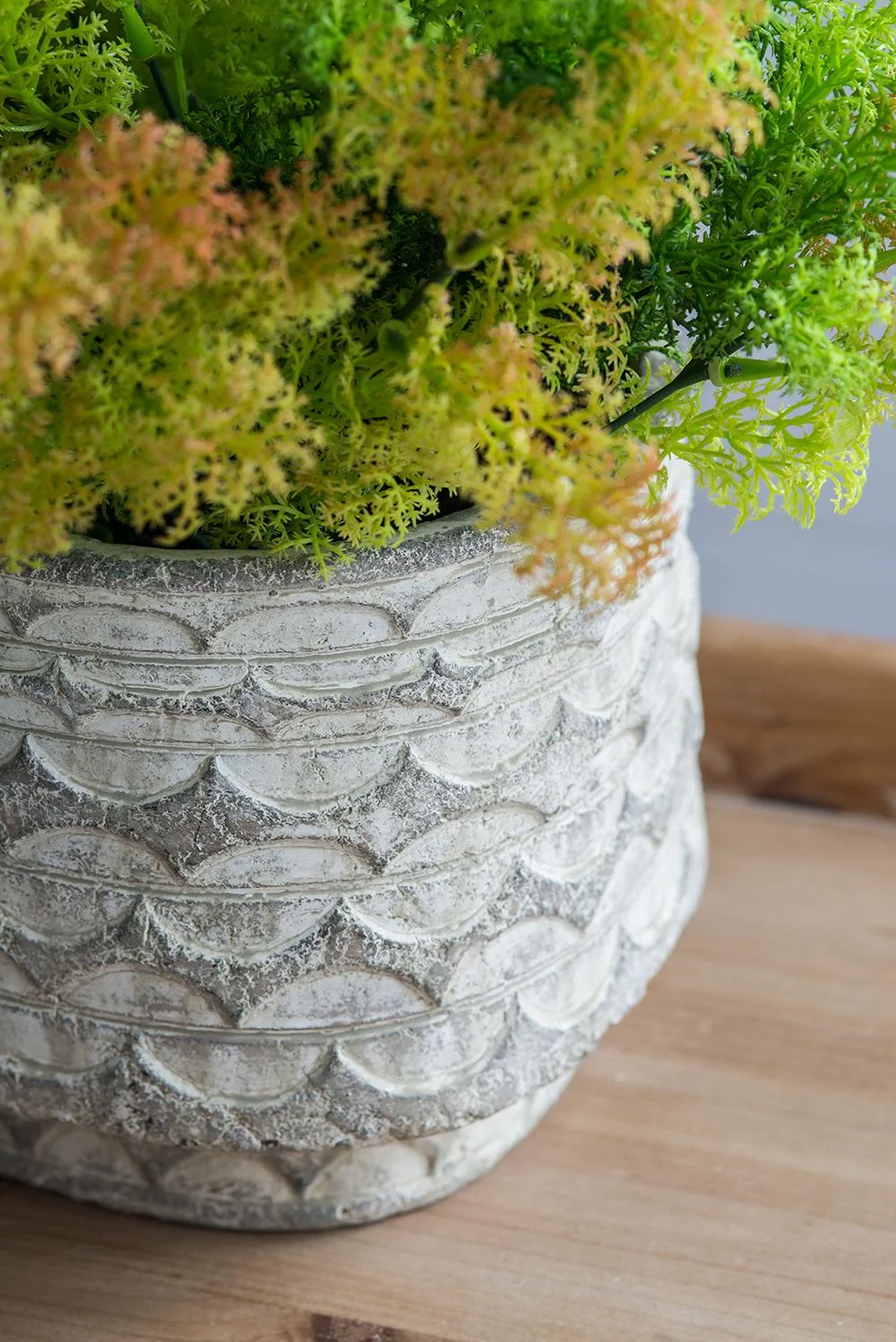 A&B Home Gray Terracotta Planter with Scalloped Pattern Texture 7.9