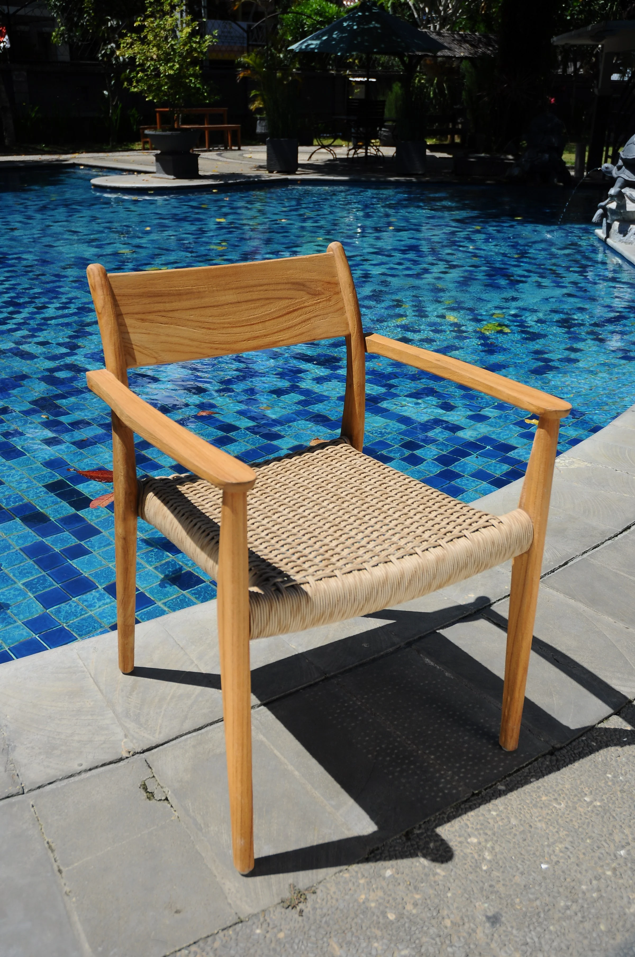 Qty 1 - Grade-A Teak Wood Luxurious Solo / Single Amilo Stacking Arm Chairs #56AMAA