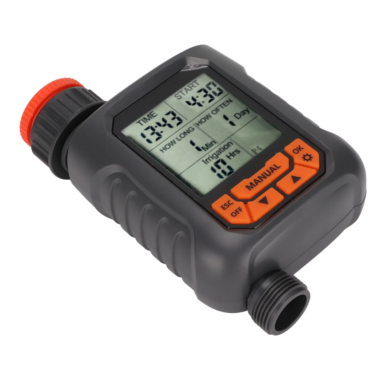 Ouitble Sprinkler Timer Irrigation G3/4 Sprinkler Timer IP65 Waterproof Large LCD Display Digital Irrigation Controller with Copper Adapter