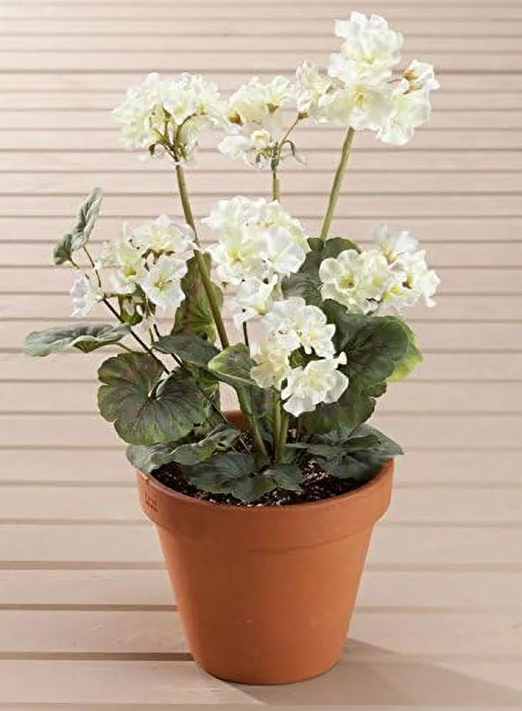 Geranium Bush – Artificial Flowers Outdoor Décor – Cream, 19” Long
