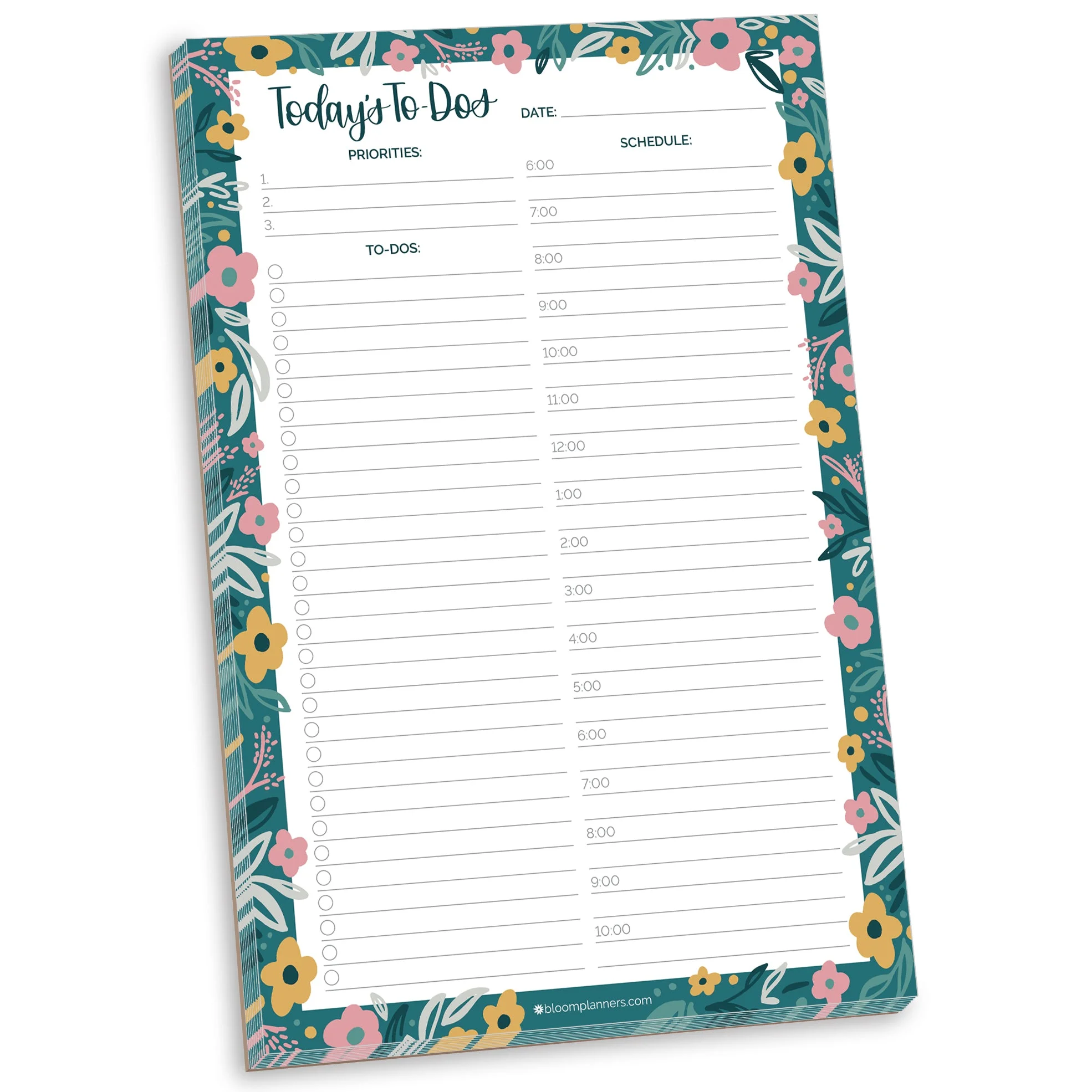 bloom daily planners Daily Timed To-Do Pad, Garden Blooms, 6