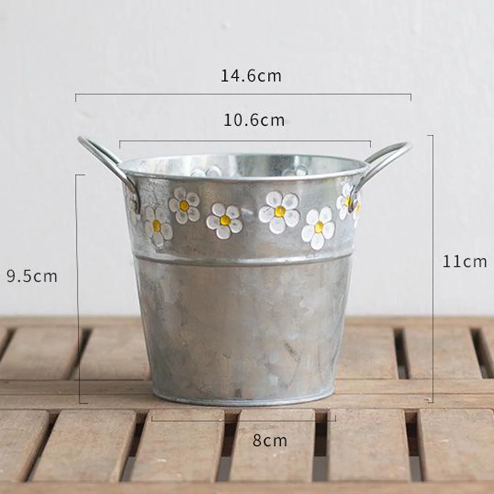 1Pc Decorative Galvanized Metal Buckets, Rustic Vintage Pot Planter, Farmhouse Home
