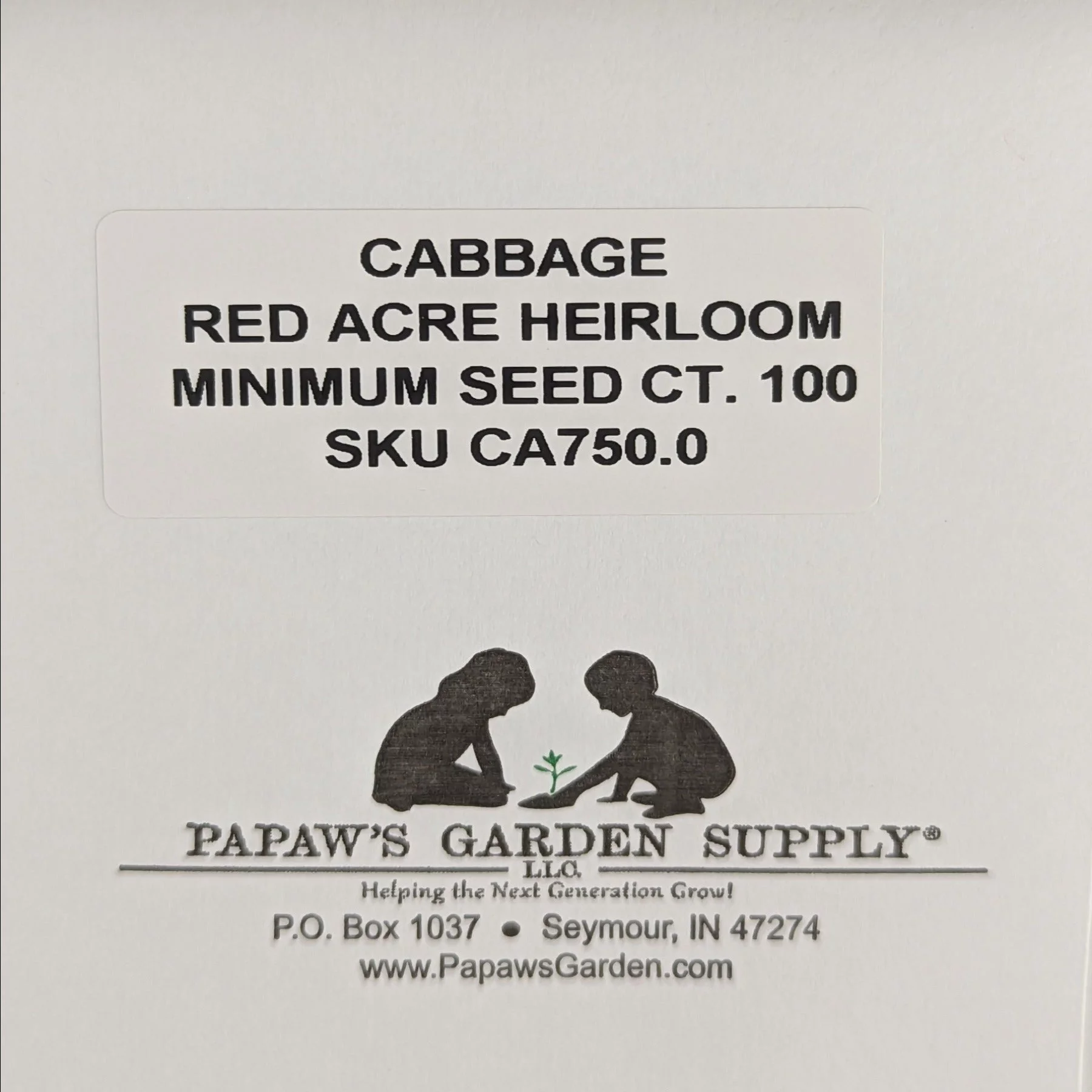 PAPAW'S GARDEN SUPPLY LLC. HELPING THE NEXT GENERATION GROW! Red Acre Heirloom Cabbage 100 Seeds