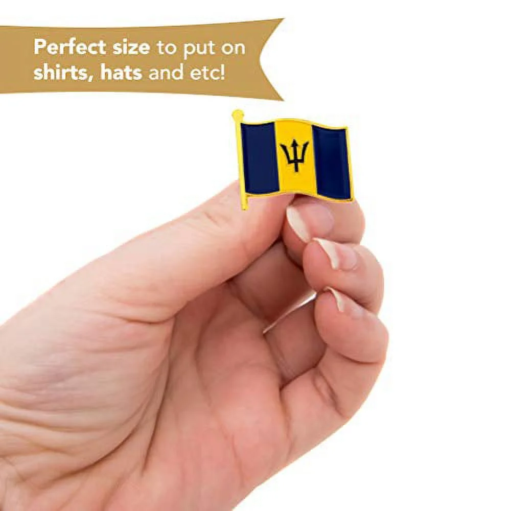 Barbados Country Enamel Made of Metal Souvenir Hat Men Women Patriotic (Waving Flag Lapel Pin)