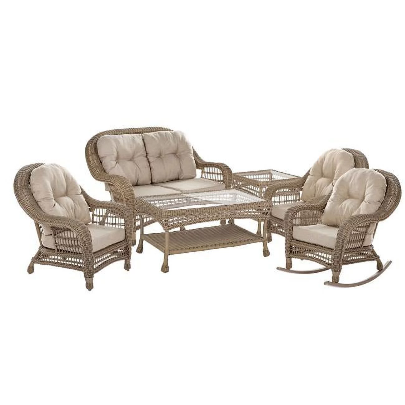 Saturn Collection Outdoor Garden Patio Cappuccino Furniture Conversation Set - 6 Piece