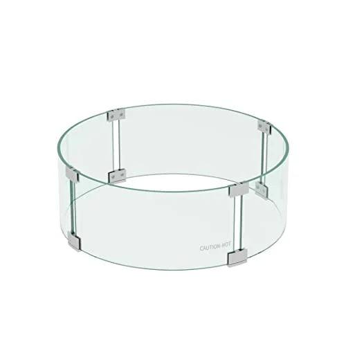 WO Home Furniture Round Tempered Glass Fire Pit Guard Kit for Outdoor Fire Pit Fire Protection 17