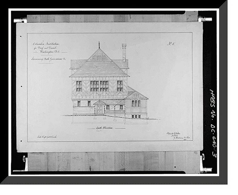 Historic Framed Print, Gallaudet College, Gymnasium, Seventh & Florida Avenue, Northeast, Washington, District of Columbia, DC - 3, 17-7/8