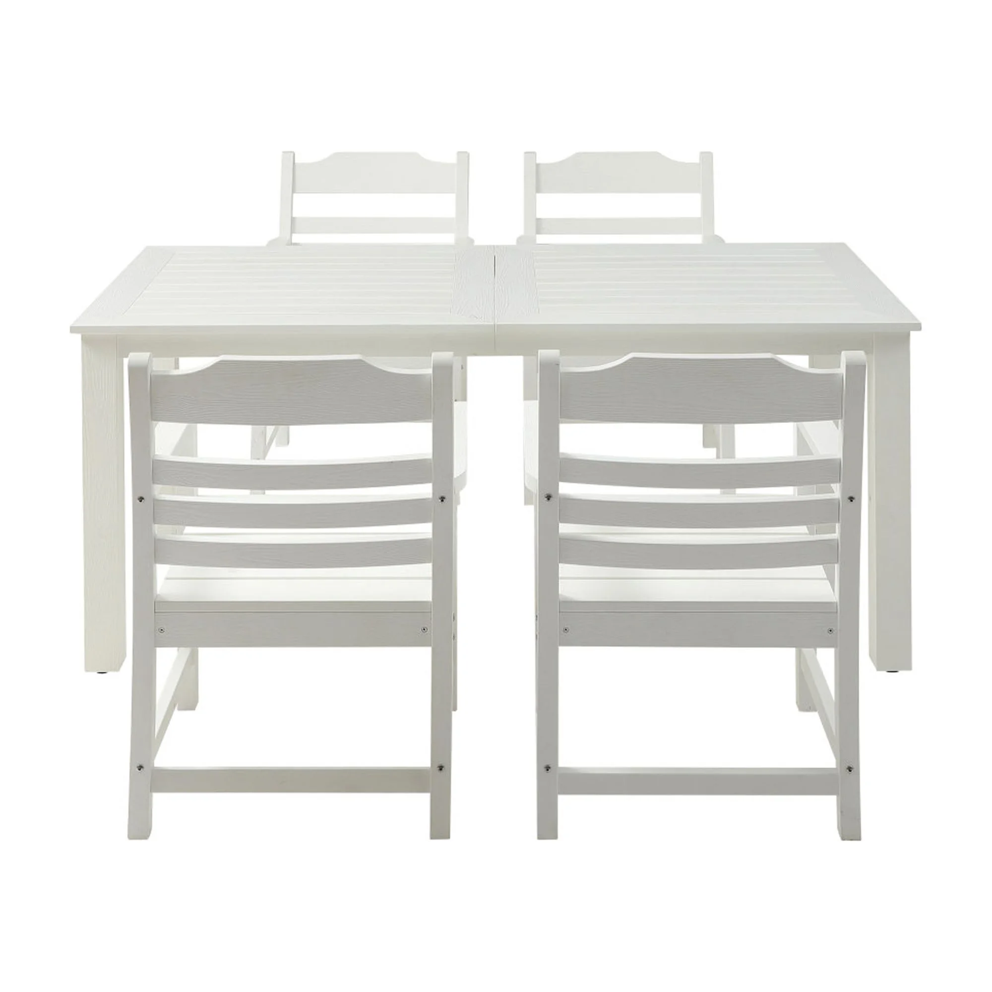 HIPS Patio Furniture Dining Chair and Table, 5 Pieces(4 dining chairs+1 dining table) Backyard Conversation Garden Poolside Balcony White