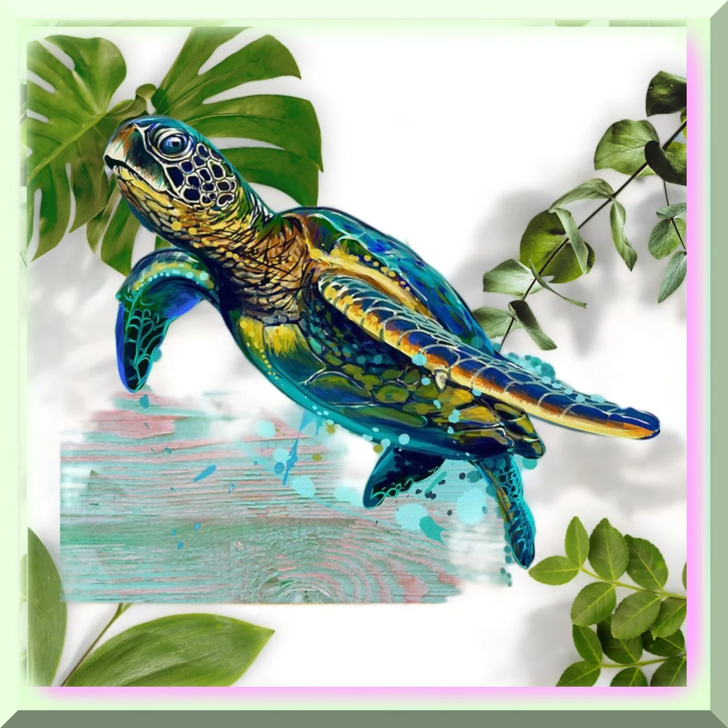 Coastal Aqua Reptile Upholstery Fabric: Vibrant Oceanic Decor for Chairs, Waterproof Outdoor Material - 3 Yards