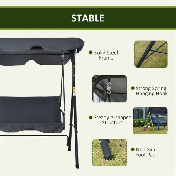 3-Seat Patio Swing Chair - Relax in Style and Comfort