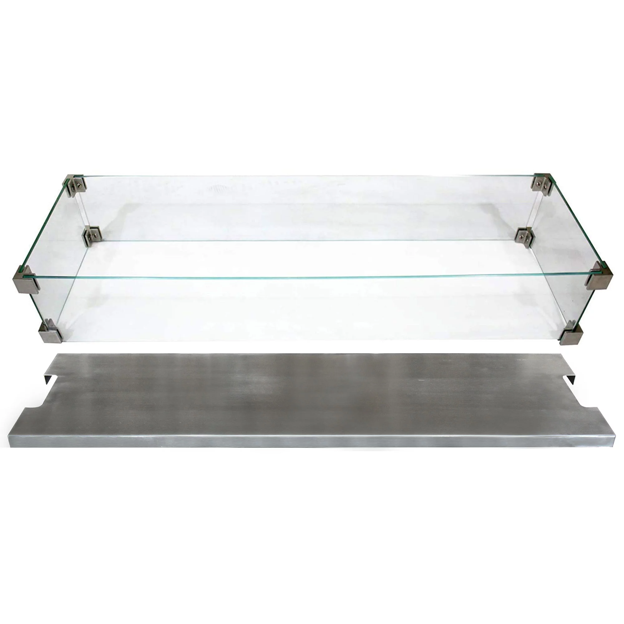 Elementi 44 In Rectangle Temper Glass Wind Screen for Manhattan Fire Pit