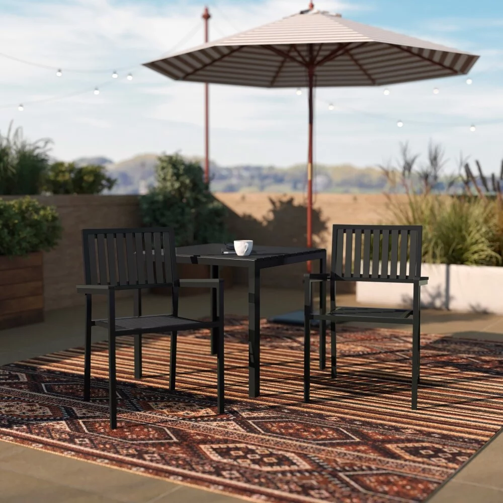 Taylor & Logan Indoor/Outdoor Patio Club Chair with Poly Resin Back and Seat Slats-2 Pack