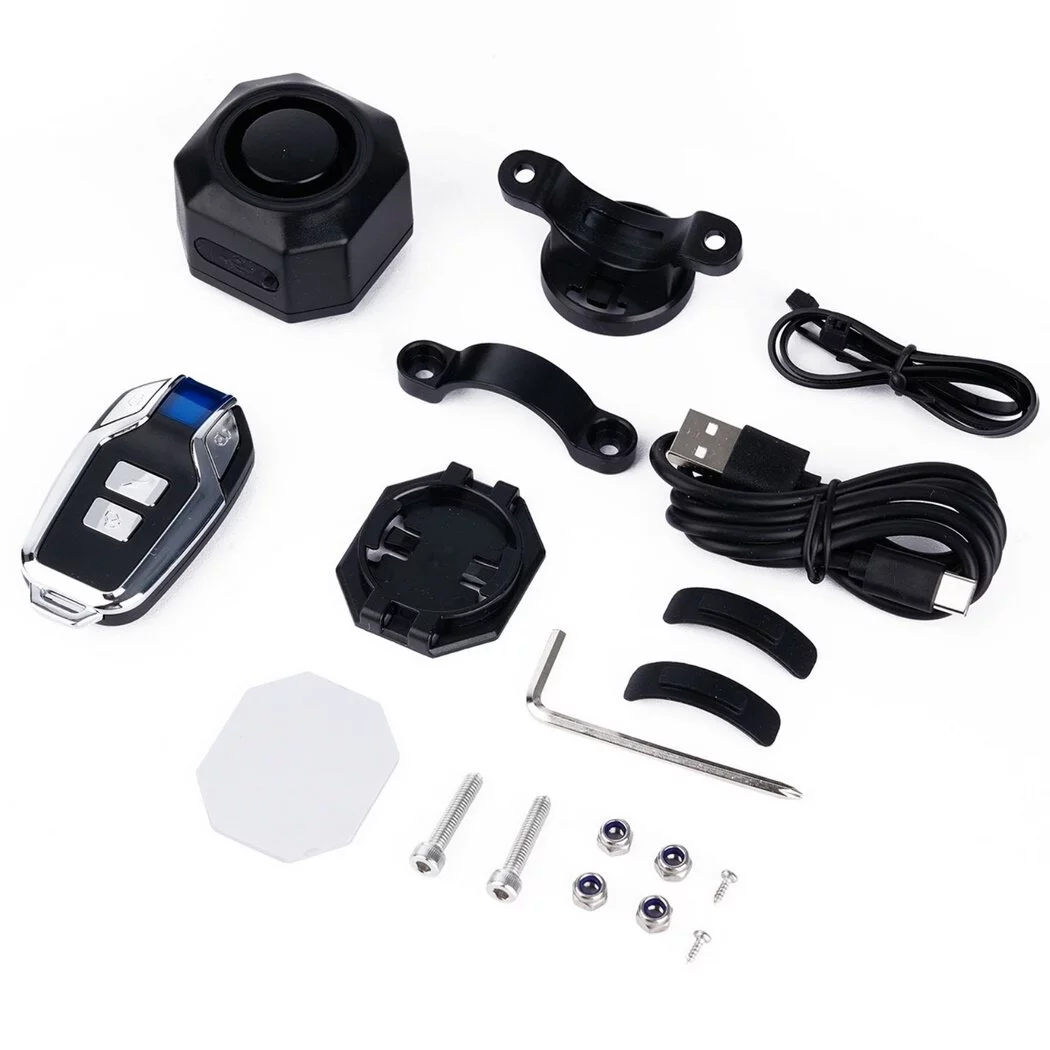110dB Anti-Theft Bike Alarm, Wireless Remote Control, Vibration Motion Sensor Security Alarm System, USB Rechargeable, IP54 Waterproof Motorcycle Bicycle Alarm, Easy to Install