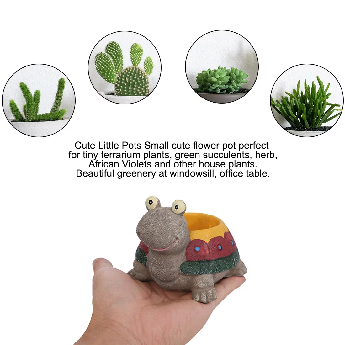 Household Garden Office Resin Turtle Shaped Plant Flower Pot Planter