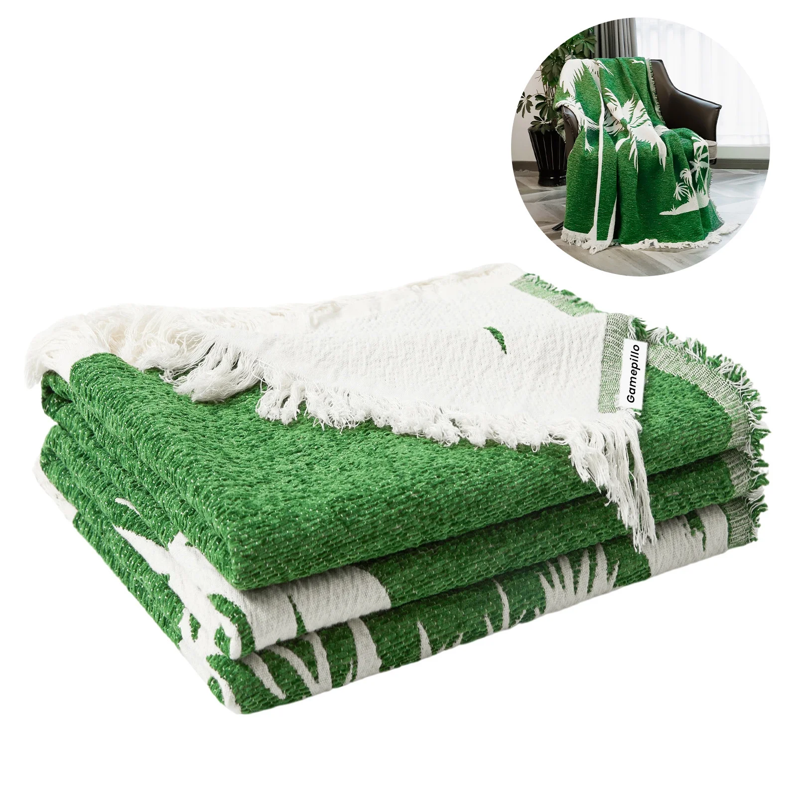 Gamepillo Green Plaid Throw Blanket, 50
