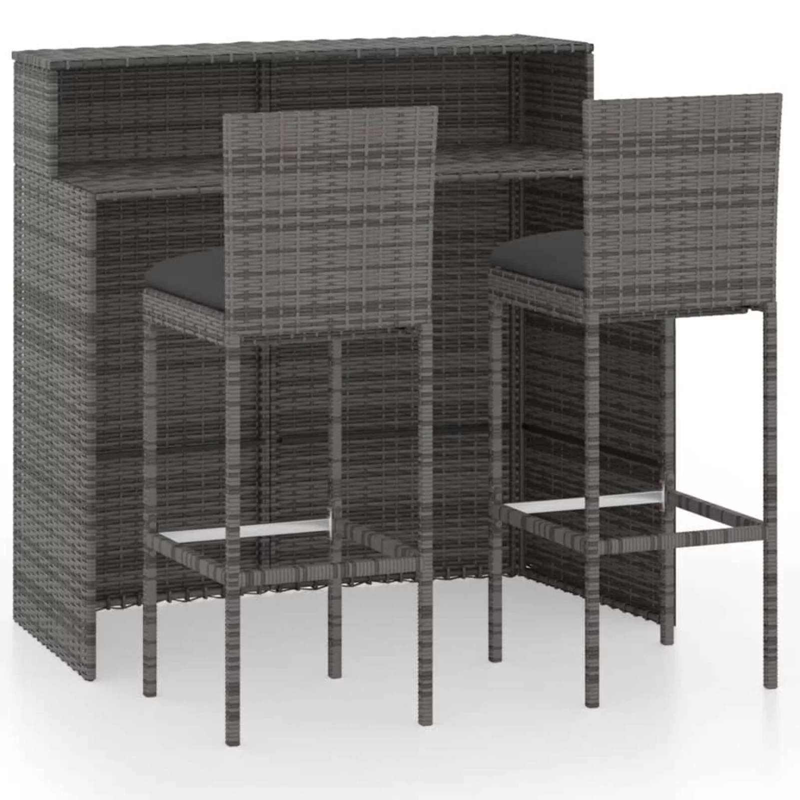 Suzicca 3 Piece Patio Bar Set with Cushions Gray