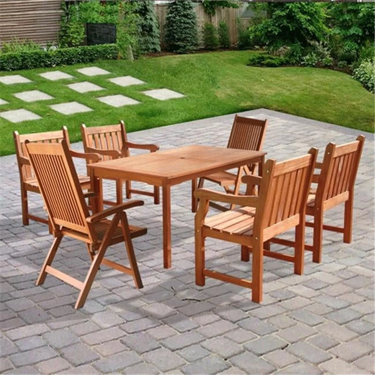 7-piece Wood Patio Dining Set  -