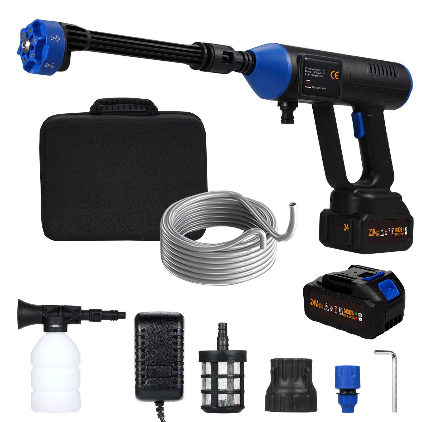 Aumotop Sprinkler,Motor 6in1 10m Portable Cleaner 50bar/725PSI 2 1500mAh*10 Battery 1500mAh*10 Battery Motor Power Washer Pressure Washer 6in1 10m Tube Battery Motor 6in1 10m Tube Toolbox Sprinkler