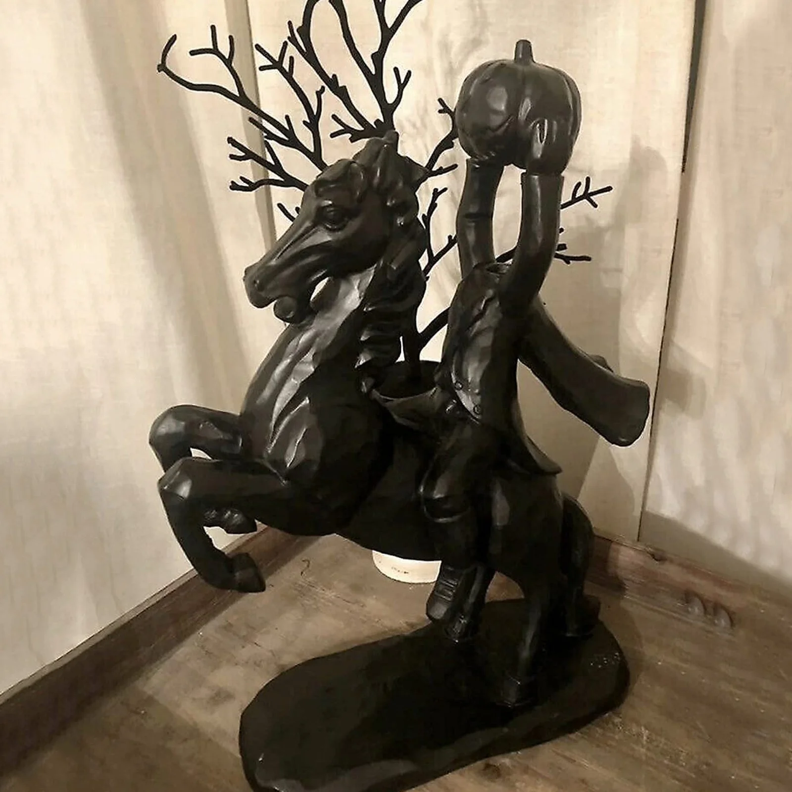 Headless Horseman Statue Resin, Headless Horseman Halloween Decor Statue