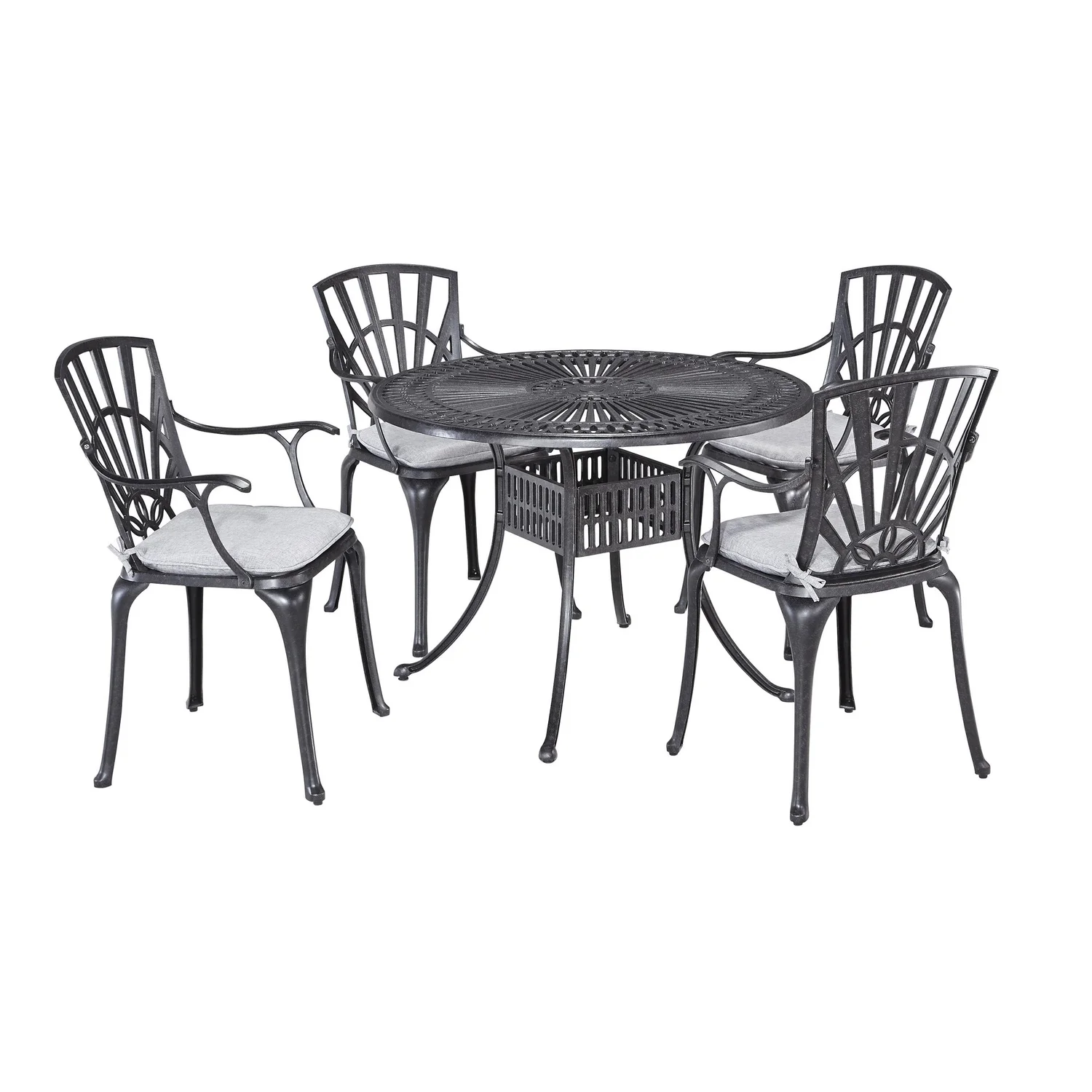 Homestyles Grenada Aluminum 5 Piece Outdoor Dining Set in Charcoal