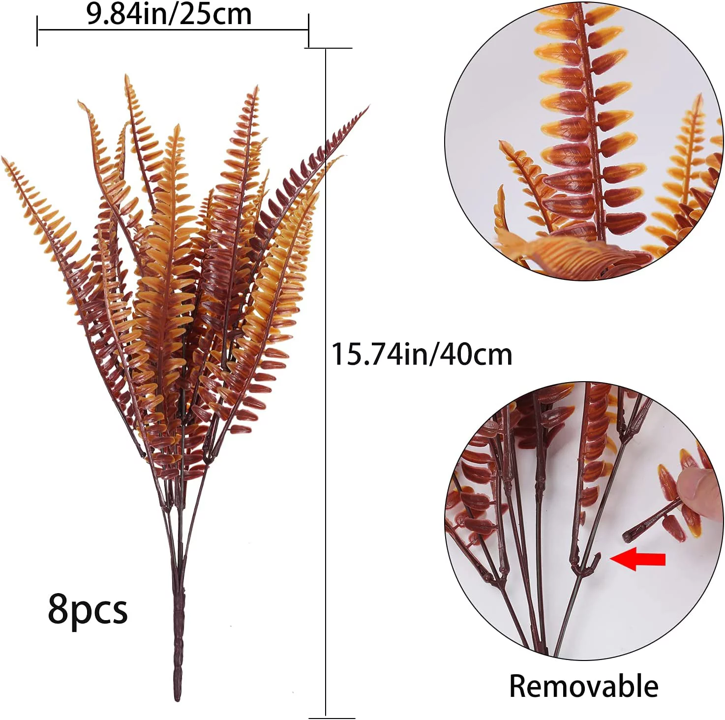 6/12pcs Boston Fern Artificial Plants Shrubs UV Resistant Fake Plants Persian Grass for Home Outdoor Indoor Thanksgiving Autumn Harvest Vase Decoration