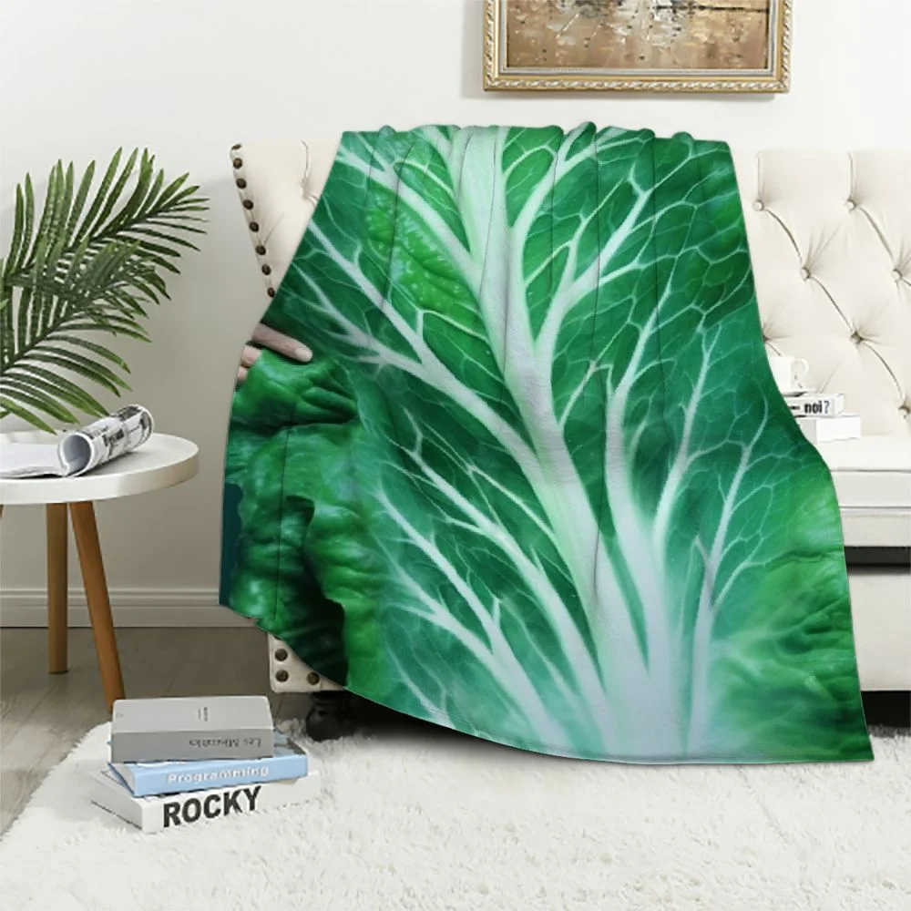 WERPE  Indian Flying Pie Pizza Large Pancake Blanket Cabbage Funky Blanket Flannel Air Conditioning Quilt White