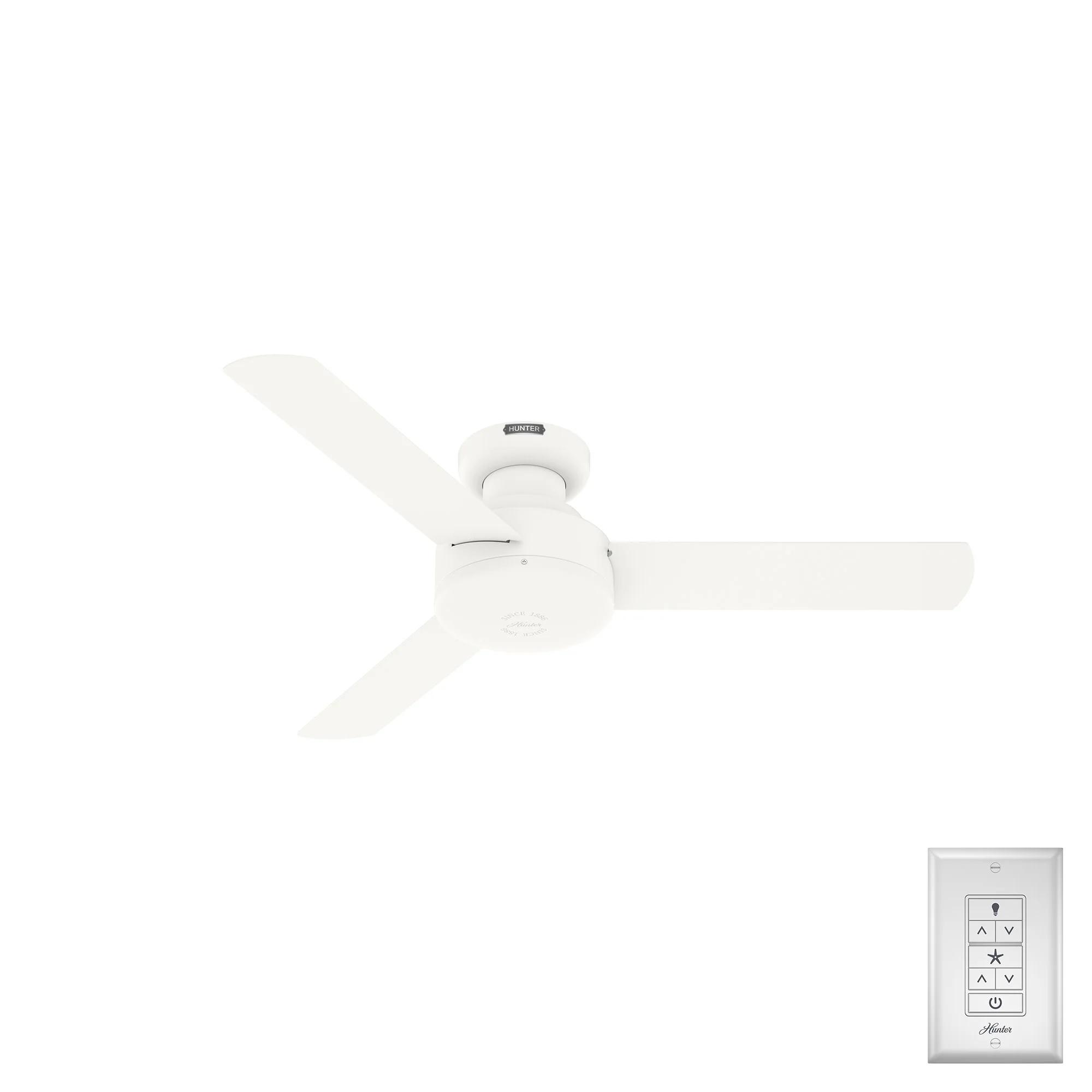 HUNTER - 52402 - Hunter 44 inch Presto Matte White Low Profile Ceiling Fan and Wall Control