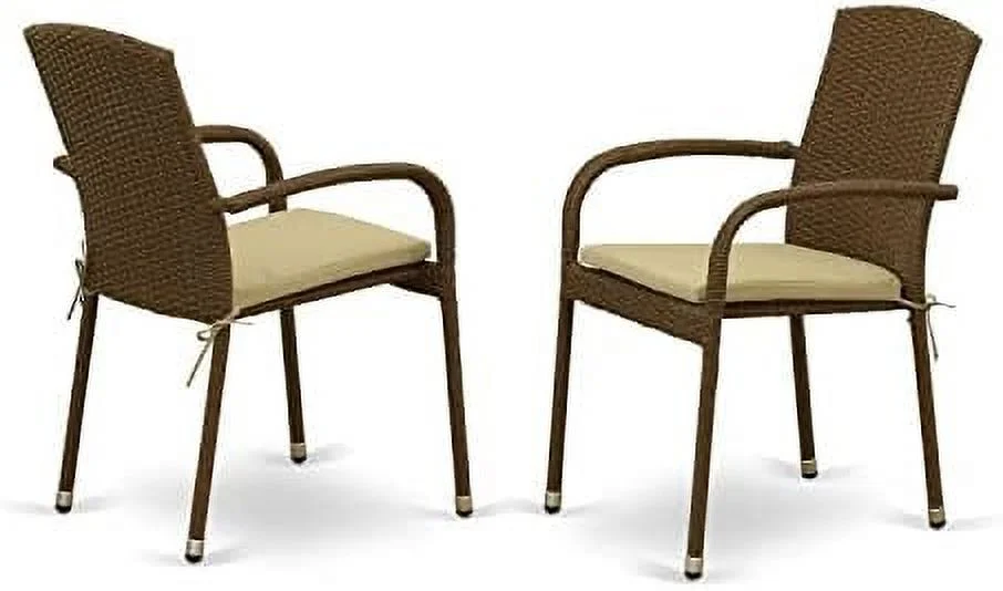 SJUIONG JULC102A Jubi Patio Bistro Wicker Dining Chairs with Cushion    Brown