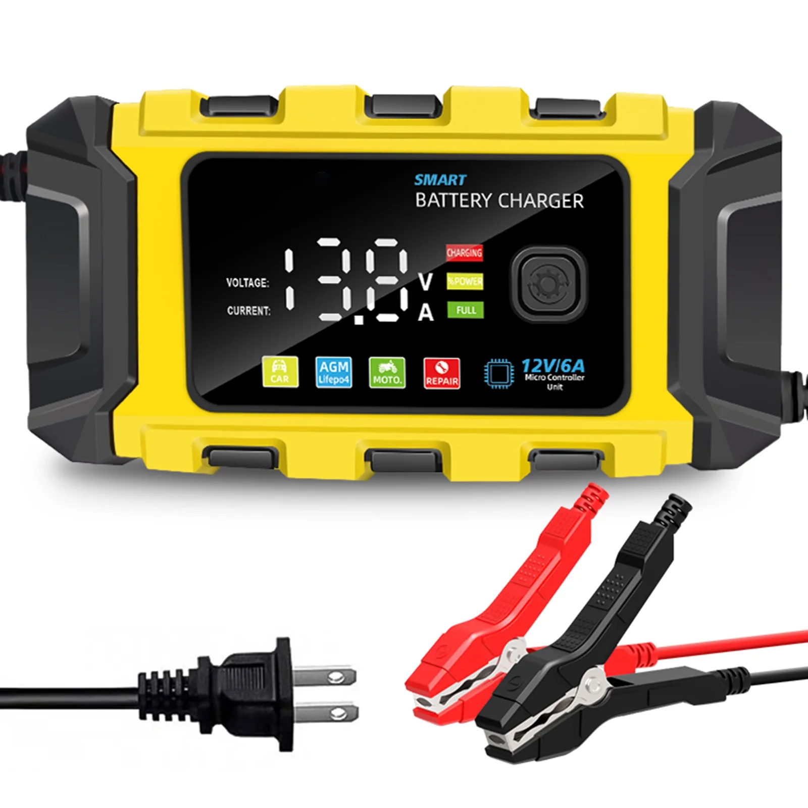 Dcenta Battery with Large Digital Display Screen, 12V Intelligent Automatic Battery for Trucks and SUVs